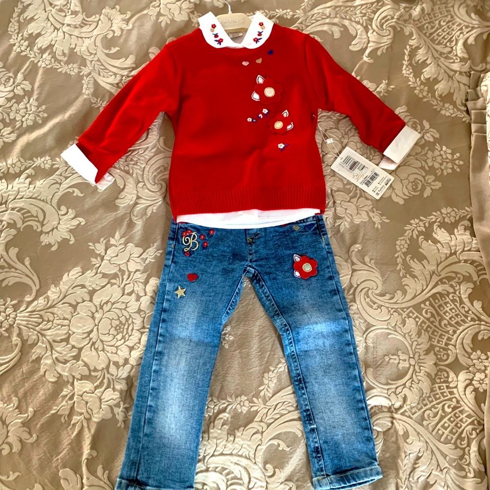 Toddler Girl Sweater/Shirt/jeans Combo